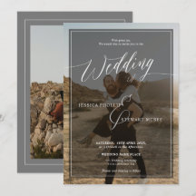 モダンな黒と白の結婚式のスクリプト2枚の写真