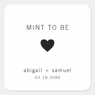 モダンな黒と白の結婚式の引出物：Mint To Be スクエアシール