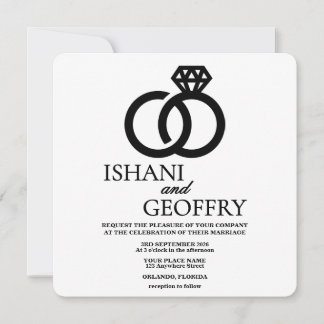 モダンな黒と白の結婚式の招待状 ミニマル サンキューカード