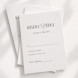 モダンな黒と白の結婚式の返信 エンクロージャーカード