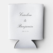 モダンな黒と白の結婚式カリグラフィー 名前入り 缶クーラー (正面)