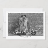 モダンな黒と白の結婚式サンクスカード サンキューカード (正面)