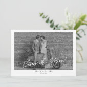 モダンな黒と白の結婚式サンクスカード サンキューカード (スタンド正面)