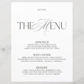 モダンな黒と白の結婚式バー・メニュー (正面)