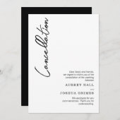 モダンな黒と白の結婚式中止のお知らせ 招待状 (正面/裏面)