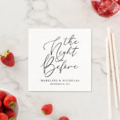 モダンな黒と白の結婚式前夜のデザイン スタンダードカクテルナプキン (インサイチュ)