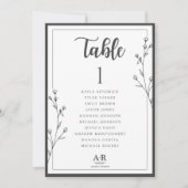 モダンな黒と白の結婚式座席表カード (正面)