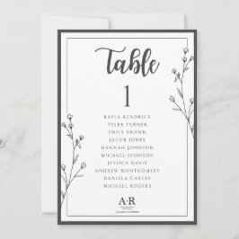 モダンな黒と白の結婚式座席表カード