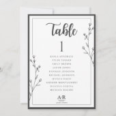 モダンな黒と白の結婚式座席表カード (裏面)