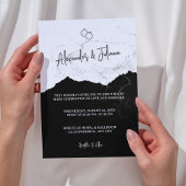 モダンな黒と白の結婚式 | ウェブサイトQRコード 招待状