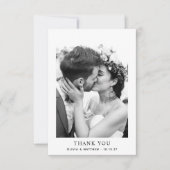 モダンな黒と白の結婚式 | クラシックフォト サンキューカード (正面)