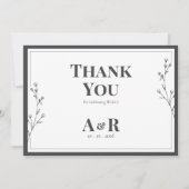 モダンな黒と白の結婚式 サンキューカード (正面)