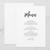 モダンな黒と白の結婚式。シンプルでミニマルなデザイン メニュー (正面/裏面)