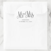 モダンな黒と白の結婚式.ミセスとミスター シンプル ラウンドシール (バッグ)