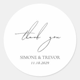 モダンな黒と白の結婚式 ラウンドシール