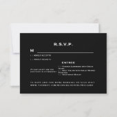 モダンな黒と白の結婚式 出欠カード (正面)