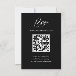 モダンな黒と白の結婚式QRコード 出欠カード
