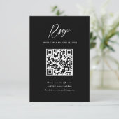 モダンな黒と白の結婚式QRコード 出欠カード (スタンド正面)