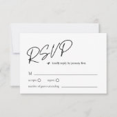 モダンな黒と白の結婚式RSVP返信カード 出欠カード (正面)