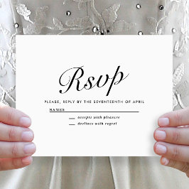 モダンな黒と白の結婚式RSVP シーズンカード