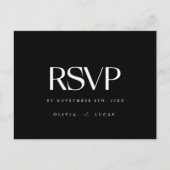 モダンな黒と白の結婚式RSVP ポストカード (正面)