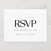 モダンな黒と白の結婚式RSVP ポストカード (正面)