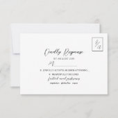 モダンな黒と白の結婚式RSVP 出欠カード (正面)
