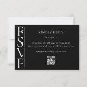 モダンな黒と白の結婚式RSVP 出欠カード (正面)