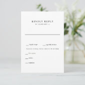 モダンな黒と白の結婚式RSVP 出欠カード (スタンド正面)