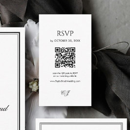 モダンな黒と白の結婚式RSVP QRコード エンクロージャーカード