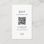 モダンな黒と白の結婚式RSVP QRコード エンクロージャーカード (正面)