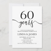 モダンな黒と白の結婚60周年記念 招待状 (正面)