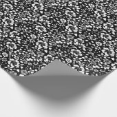 モダンな黒と白の花の葉が揺れる ラッピングペーパー (角)