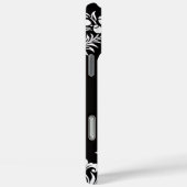 モダンな黒と白の花柄 iPhone 16 Pro Max カバー (裏面 / 右)