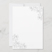 モダンな黒と白の蘭のラインアートの結婚式 招待状 (裏面)