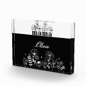 モダンな黒と白の野の花のママ カスタム フォトブロック (右)