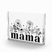 モダンな黒と白の野の花のママ フォトブロック (右)