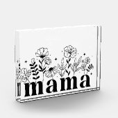 モダンな黒と白の野の花のママ フォトブロック (左)