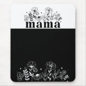 モダンな黒と白の野の花のママ マウスパッド (正面)