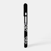 モダンな黒と白の雪の結晶パターン iPhone 16ケース (左側面)