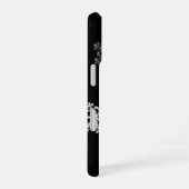 モダンな黒と白の雪の結晶パターン iPhone 16ケース (右側面)