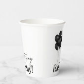モダンな黒と白の風船のバースデーパーティー 紙コップ (右)