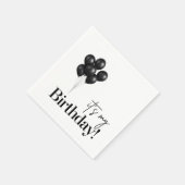 モダンな黒と白の風船の誕生日パーティー スタンダードカクテルナプキン (角)