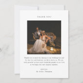 モダンな黒と白の2枚の写真の結婚式 サンキューカード (正面)