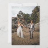 モダンな黒と白の2枚の写真の結婚式 サンキューカード (裏面)