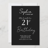モダンな黒と白の21歳の誕生日フォトデザイン 招待状 (裏面)