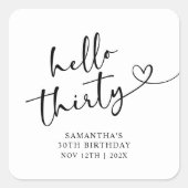モダンな黒と白の30歳の誕生日おめでとう スクエアシール (正面)