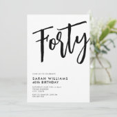 モダンな黒と白の40歳の誕生日 招待状 (スタンド正面)