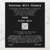 モダンな黒と白のQRコードロゴ ワインラベル (シングルラベル)