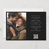 モダンな黒と白のQRコード写真Save The Date セーブザデート (裏面)